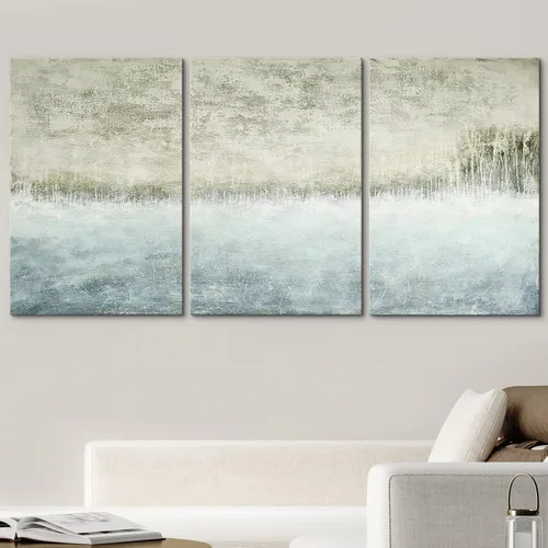 Vista 413 de wall26 Lienzo enmarcado para pared, juego de arte de acuarela pastel, paisaje rural, ilustraciones con formas abstractas, arte moderno, decorativo