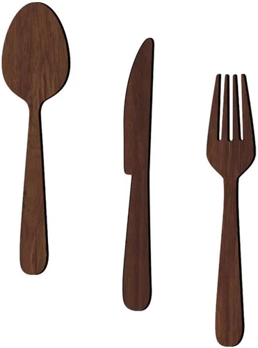 Vista 9 de ABOOFAN Decoración rústica de madera para colgar en la pared de la cocina, tenedor, cuchara, cuchillo para el hogar