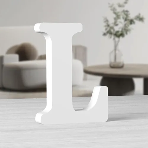 Vista 13 de AOCEAN Letras de madera grandes blancas de 10 pulgadas, letras de madera sin terminar para decoración de pared, letras decorativas de pie