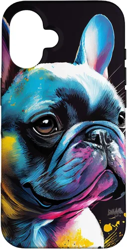 Vista 32 de French Bulldog Puppy Colorful Illustration Graphic Case for iPhone 17