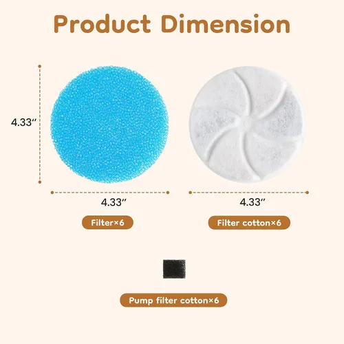 Vista 6 de Filtro de fuente de agua para gatos Keygarzone: Reemplazo para ZCW001, paquete de 6 filtros para fuente de agua y bomba para gatos y perros, filtros