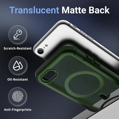 Vista 8 de Magnetic for iPhone SE 3rd&2nd Case with Screen Protector-Army Green