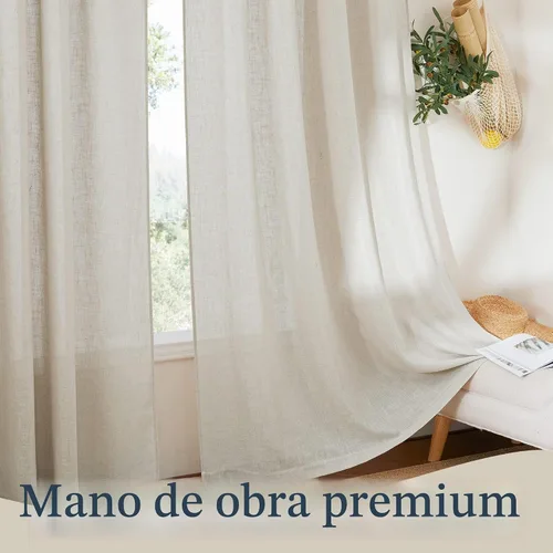 Vista 6 de RYB HOME - Cortinas de café de 24 pulgadas de largo, cortinas cortas de lino traslúcidas para ventana pequeña, cortina de media privacidad con Angora