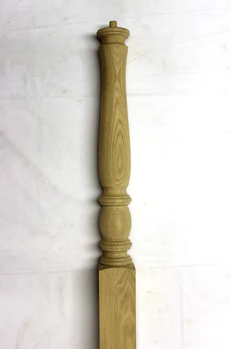 Vista 3 de 72-D3.5 Red Oak Dowel Top Newel 3 1/2" x 3 1/2" x 47 1/2", serie 6701, poste de escalera de madera dura, estilo redondo..