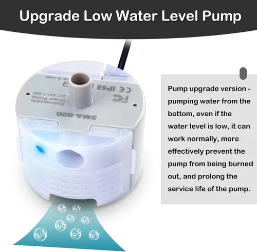 Vista 3 de Bomba de fuente de agua para gatos, bomba de repuesto de fuente de agua para mascotas, motor sumergible SMA-800 para repuesto de bomba de fuente