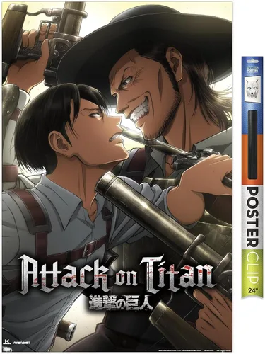 Vista 18 de Attack on Titan: Season 3 - Póster de pared de estancamiento, 22.4 pulgadas de largo x 14.7 pulgadas, versión enmarcada en madera de granero