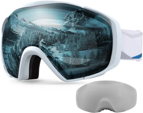 Vista 17 de OutdoorMaster - Gafas de esquí con cubierta, antivaho OTG para nieve/snowboard La cubierta integrada ayuda a proteger la lente, con ajuste OTG