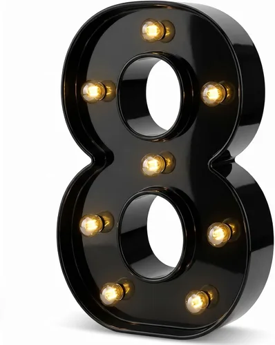 Vista 13 de Números de marquesina LED, números iluminados 2025 para fiestas, letras pequeñas iluminadas, número iluminado a pilas para cumpleaños o decoración
