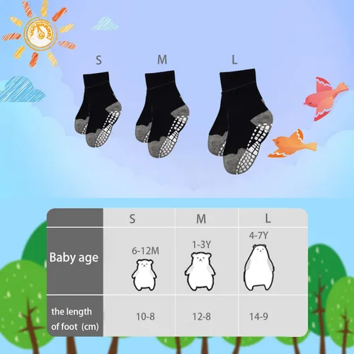 Vista 3 de LA DEARCHUU Calcetines de tobillo antideslizantes para bebé, calcetines atléticos antideslizantes para bebés activos, niños y niñas de 1 a 7 años