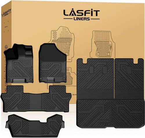 Vista 15 de LASFIT - Tapete de elastómero termoplástico para piso y maletero de automóvil, ajuste personalizado para todo tipo de clima, 1ª y 2ª fila, negro,