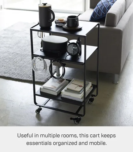Vista 6 de YAMAZAKI Home Tower - Carrito organizador de 3 niveles de metal rodante con ruedas, carrito utilitario para cocina/baño, 32 pulgadas, acero