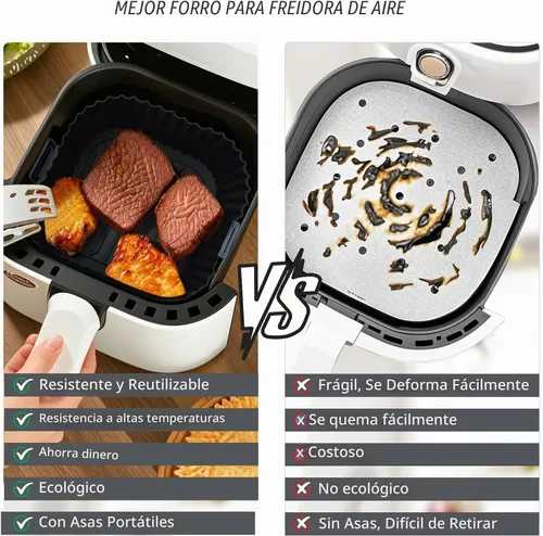 Vista 4 de Komzon Forros de Silicona para Freidora de Aire 3 PCS, Forros para Freidora de Aire Reutilizables, Forros de Silicona para Canasta de Freidora