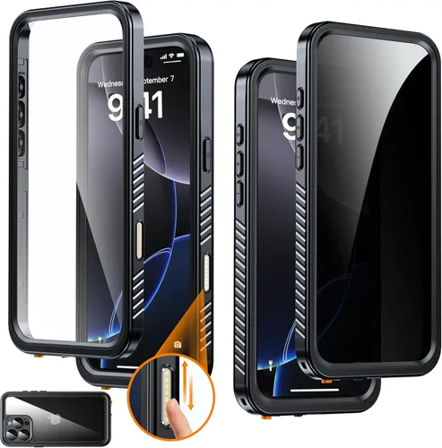 Vista 16 de Funda impermeable para iPhone 15, protector de pantalla de privacidad integrado y protector de pantalla HD [IP68 bajo el agua] a prueba de golpes a