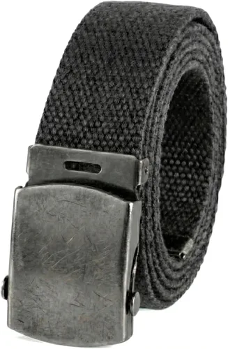 Vista 9 de Cinturón de tela de lona estilo militar hebilla de plata antigua/punta color sólido 54" de largo