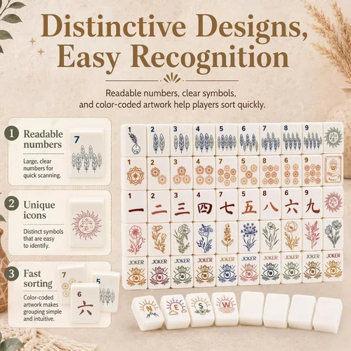 Vista 6 de Thenshop 160 azulejos bohemios americanos Mahjong de 1.2 pulgadas de doble
