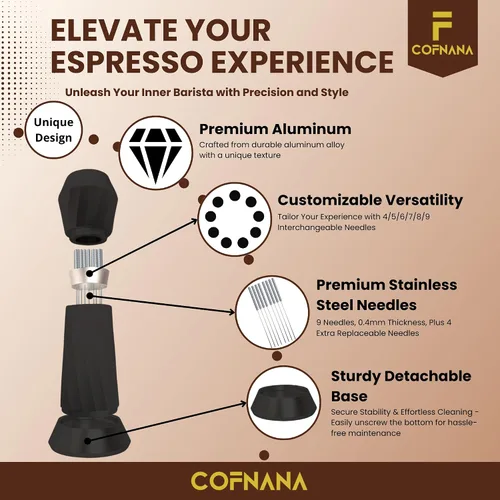 Vista 2 de WDT Tool Espresso - Herramienta agitadora profesional de espresso - Distribuidor de espresso de aluminio premium - Herramienta de distribución