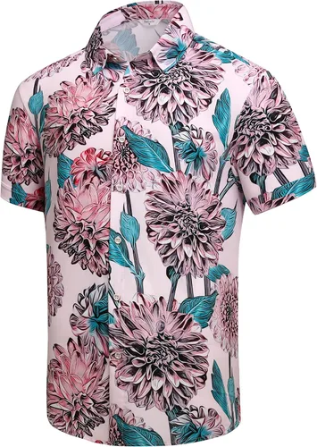 Vista 24 de SheLucki - Camisa hawaiana para hombre, unisex, de manga corta, con botones, para la playa y el verano, ropa casual estampada con sombra de palmas