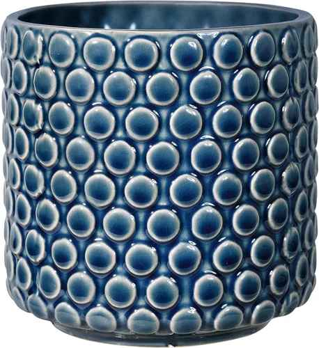 Vista 8 de Bloomingville Maceta de cerámica – Maceta negra de 5 pulgadas con lunares – Maceta moderna de cerámica con esmalte agrietado – Sin agujeros de Negro