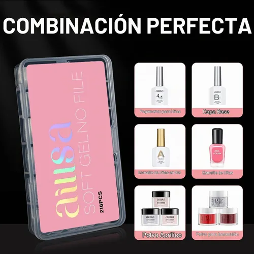 Vista 7 de AILLSA Puntas de uñas de bailarina, puntas de uñas de gel transparente