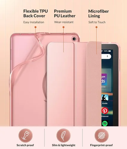 Vista 3 de MoKo Funda compatible con la nueva tablet Kindle Fire HD 8 y 8 Plus (12ª generación-versión 2024/2022) de 8 pulgadas, cubierta trasera de TPU suave