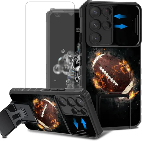 Vista 30 de Funda para teléfono Samsung Galaxy A15 5G con protector de pantalla con cubierta deslizante para cámara y soporte de doble capa híbrida resistente a