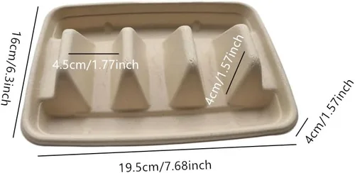 Vista 2 de Ebonee Soportes desechables para tacos con 3 divisores, platos de papel para 3 tacos, recipientes de papel para platos de tacos de fiesta