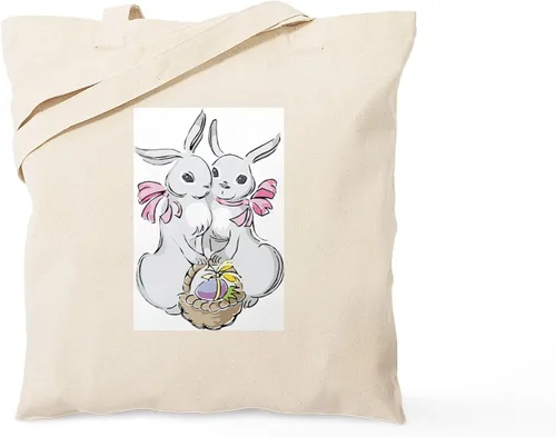 Vista 11 de CafePress Ascii Rabbit Tote Bag - Bolsa de lona natural, bolsa de compras reutilizable