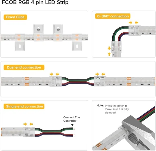 Vista 6 de BTF-LIGHTING FCOB COB - Tira de luz LED RGB con certificación UL, 810 LEDs/m de alta densidad flexible que cambia de color, DC12V 9.8 pies y 0.394