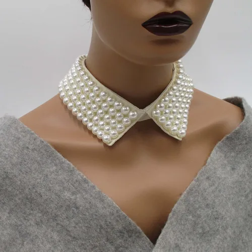 Vista 6 de Trimscraft collar collar de perlas simuladas desmontable falso collar gargantilla ropa accesorio para mujer