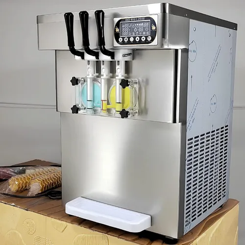 Vista 9 de Kolice ETL Commercial 3 sabores, máquina de helado suave de yogurt de gelato-2+1 sabores mixtos, tanques superiores refrigerados, encimera, conteo