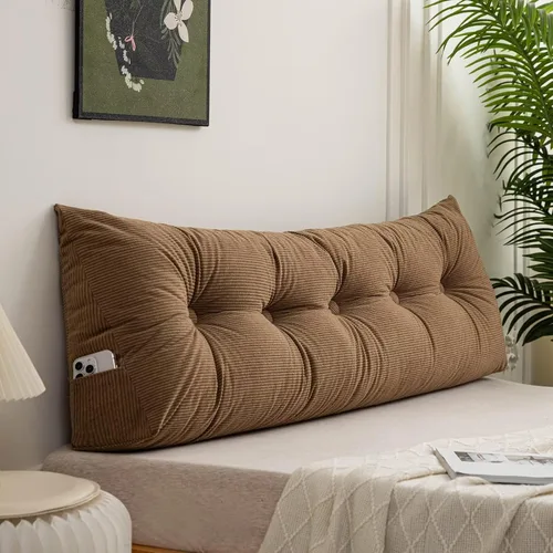 Vista 14 de Almohada triangular grande para cabecero, tamaño individual XL, para universidad, color verde aqua, almohada de lectura, cojín de apoyo