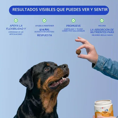 Vista 2 de Masticables de cúrcuma para perros, apoyo articular antiinflamatorio