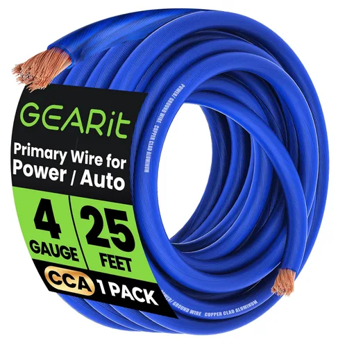 Vista 12 de GEARit Cable de tierra CCA de calibre 4 (25 pies cada uno - negro y rojo) Kit todo en uno: herramienta de engarzado, cortador, 15 terminales y 20