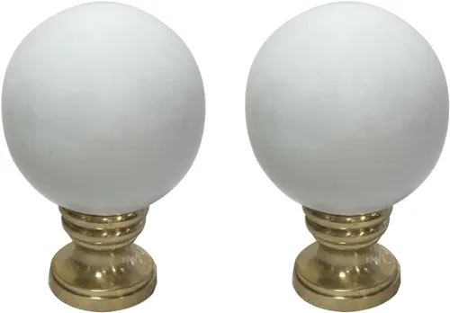 Vista 13 de Royal Designs Esfera de cerámica de 1.75 pulgadas para pantalla de lámpara, blanco, base de latón pulido