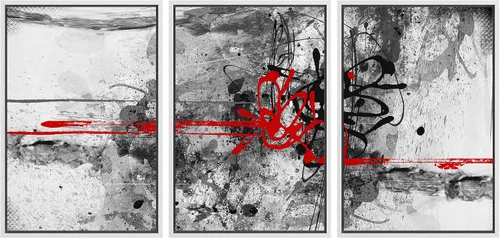 Vista 44 de wall26 Lienzo enmarcado para pared, juego de arte con trazos de pintura roja y naranja vibrante, paisaje, formas abstractas, ilustraciones, arte