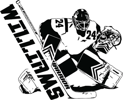 Vista 2 de Calcomanía de pared personalizada para jugador, elige tu nombre y número, camisetas de jugador de portero de hockey, calcomanía de vinilo deportiva