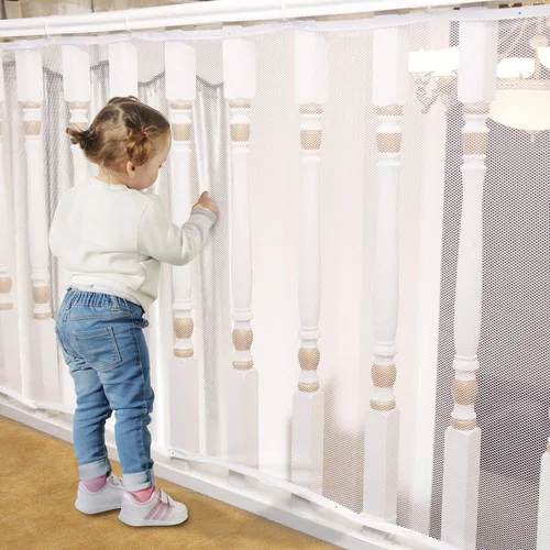 Vista 10 de Puertas para bebés para escaleras con barandilla, red de seguridad de protección para bebé, barrera de malla de barandilla de escalera de 10 x 3