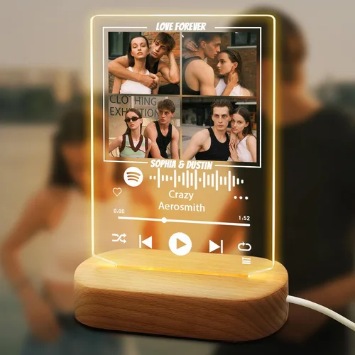 Vista 9 de YESCUSTOM Regalo personalizado para novio novia poema acrílico Cubierta de álbum acrílico Lámpara de luz nocturna transparente personalizada