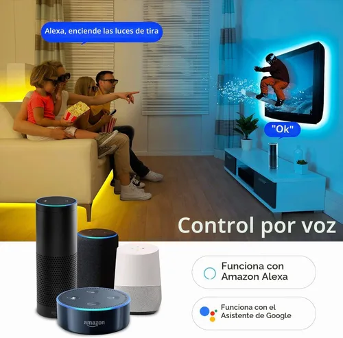 Vista 3 de GIDEALED Kit de tira de luces LED RGBW WiFi inteligente de 32.8 pies, compatible con Alexa Google Assitant, soporte de control de voz, a través