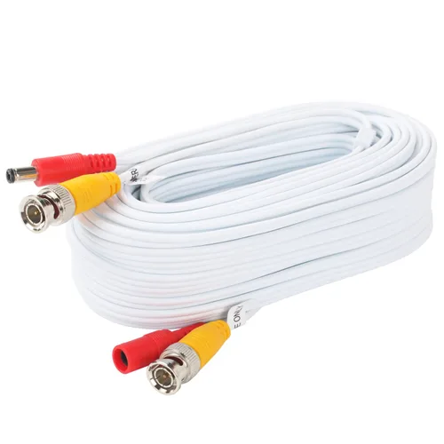 Vista 2 de Postta BNC Cable de alimentación de video de 25 pies prefabricado todo en uno para cámara de seguridad de video, cable con dos conectores