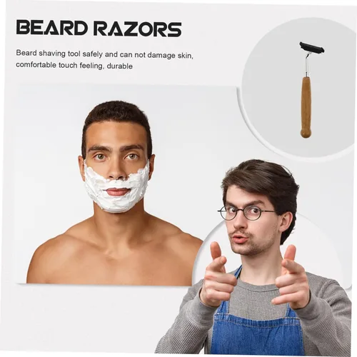 Vista 6 de balacoo 4 unids hombres tradicional mango de bambú afeitar afeitar acero inoxidable herramienta de peluquería para afeitar suave