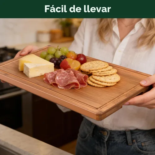 Vista 5 de Juego de 3 tablas de cortar de bambú carbonizado profundo para cocina Carbonized
