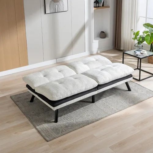 Vista 5 de Sofá cama convertible plegable, sofá cama moderno tapizado para sala de estar compacta, sofá reclinable de tela, para apartamentos pequeños