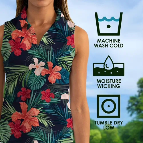 Vista 63 de YATTA GOLF Polo de golf sin mangas para mujer, absorbe la humedad, cuello en V, para golf, entrenamiento, golf