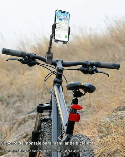 Vista 2 de Soporte de teléfono de cuello de cisne para bicicleta, soporte de teléfono para motocicleta, abrazadera de manillar ajustable giratoria de 360°