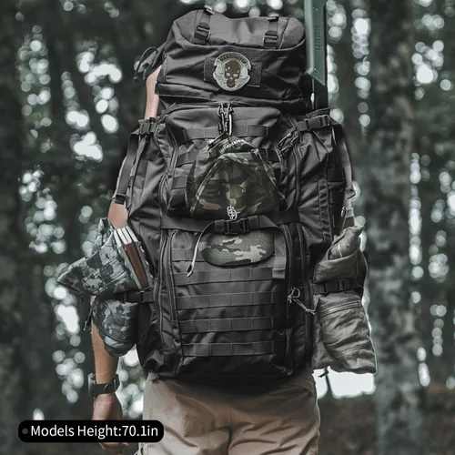 Vista 7 de Mardingtop - Mochila de 75L Molle para senderismo con estructura interna, con cubierta para la lluvia, para campamentos, viajes de mochilero, viajes