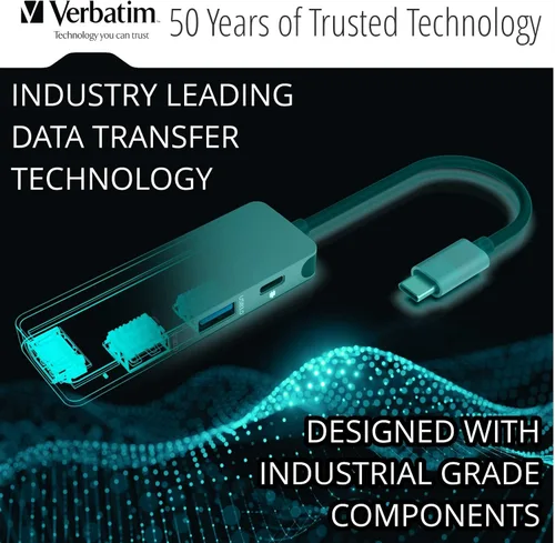 Vista 2 de Verbatim - Adaptador 4 en 1 USB C Hub con 4K HDMI, 60W Power Delivery, USB 3.0, USB 2.0 para portátiles USB C