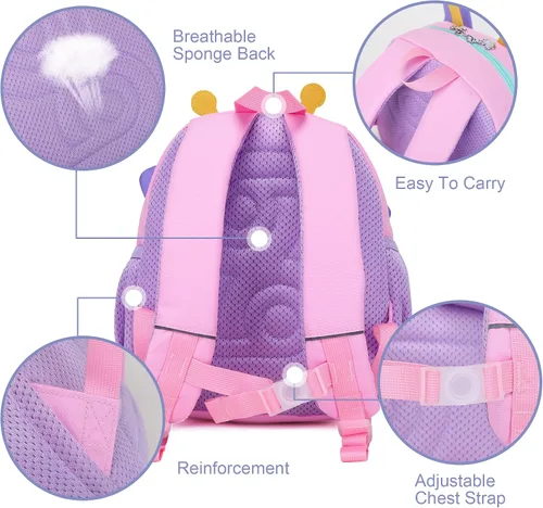 Vista 3 de Cute Animal Toddler Backpack3D Animal CartoonMINi Travel Backpack Butterfly Bag for Baby 1-5 Years Girls Personalized Waterproof Bag Kids