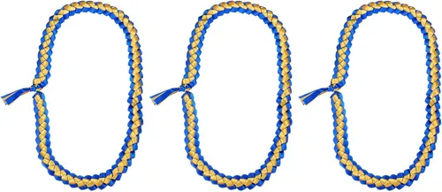Vista 6 de PATIKIL Leis de graduación de 47 pulgadas, 1 cinta de graduación Leis para dinero de graduación, clase Leis, color brillante, bricolaje para Azul
