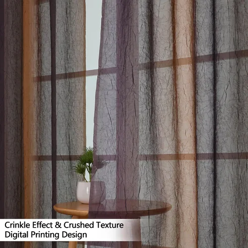 Vista 7 de OWENIE Cortinas transparentes degradadas para dormitorio, sala de estar, 96 Morado y dorado